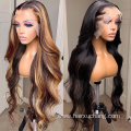 Highlight lace front wigs for black women frontal lace wig 100 virgin human hair transparent lace Peruvian hair wigs